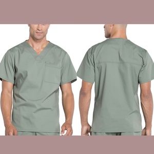 NWT Cherokee [ Men Small‎ ] Workwear Professionals V-Neck Scrubs Top Olive